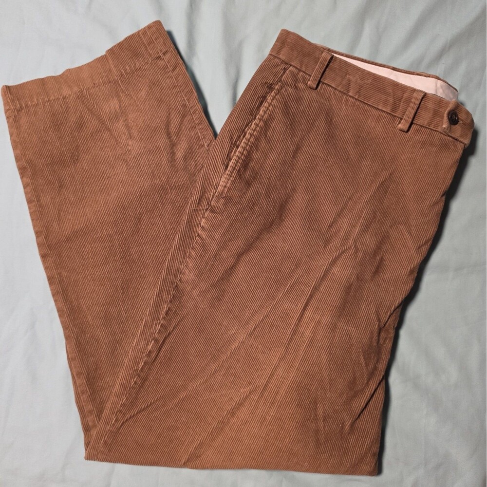 Lauren Ralph Lauren Men's Brown Corduroy Pants 38x34 Classic Straight Flat Front